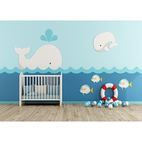 Crib Dolphin Fish Ocean Balls Vinyl Cloth Photographic Backgrounds for Photo Studio Children Baby Room Backdrops Photo Shooting