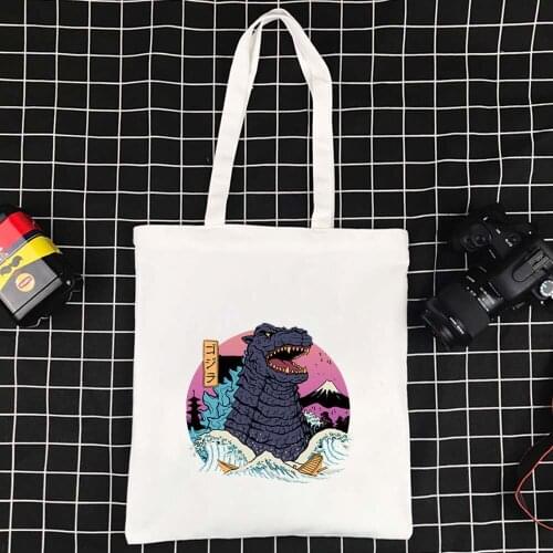 Large-capacity Canvas Bag Large Tote Shoulder Bag Folding Ecobag Harajuku Shopper Bag Japanese Cat School Travel Ladies Bag