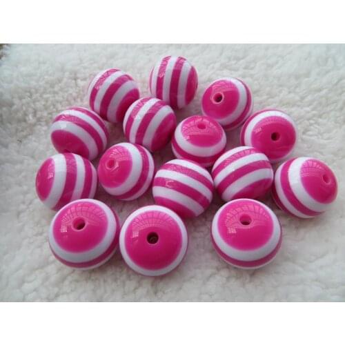 Hotpink Color Fashion AAA Quality Chunky Round Resin Strips Beads for Chunky Necklace Jewelry
