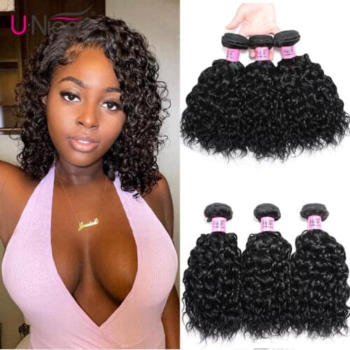 Unice Brazilian Water Wave Hair Bundles Short Style Human Hair Weaving 3/4 Bundles Deal Brazilian Virgin Hair Extensions
