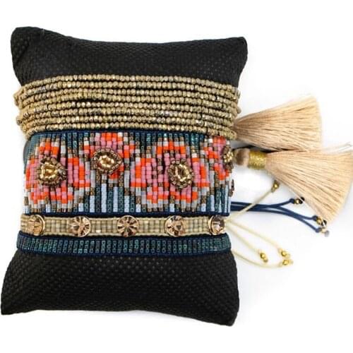 BLUESTAR Women Bracelet MIYUKI Bracelet Plum Blossom Flower Pulseras Mujer Crystal Jewelry Handmade Tassel