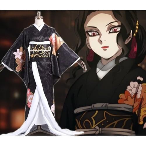 Demon Slayer:Kimetsu No Yaiba Kibutsuji Muzan Female Kimono Cosplay Costume