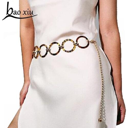 Super Vintage Gothic geometric Tassel Belt female Resin Gold Chain Corset women Dress Belt Straps Accessory