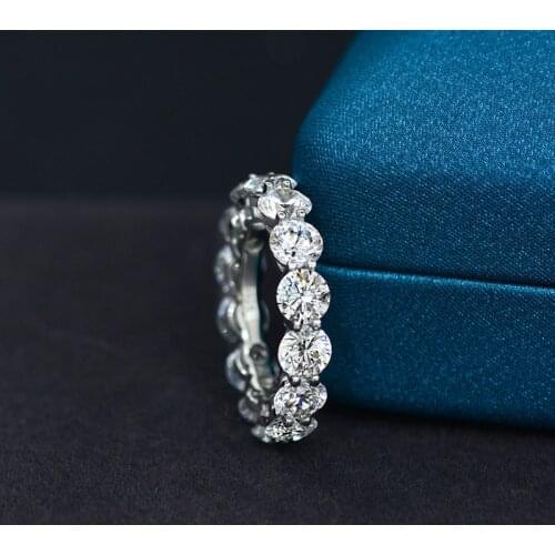 Eternity 5mm Moissanite Ring 100% Original 925 sterling silver Party Wedding band Rings for Women Fine Engagement Jewelry