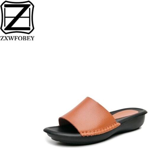ZXWFOBEY Women Shoes Genuine Leather Summer Quality Beach Slippers Casual Sneakers Outdoor Fashion Brand