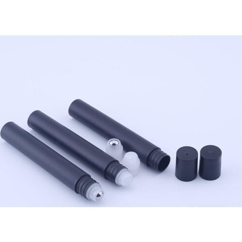 10PCS 10ML Matte Black Plastic Makeup Cosmetic Essential Oil Eye Cream Roll On Perfume Bottles Roller Ball Container Botlles