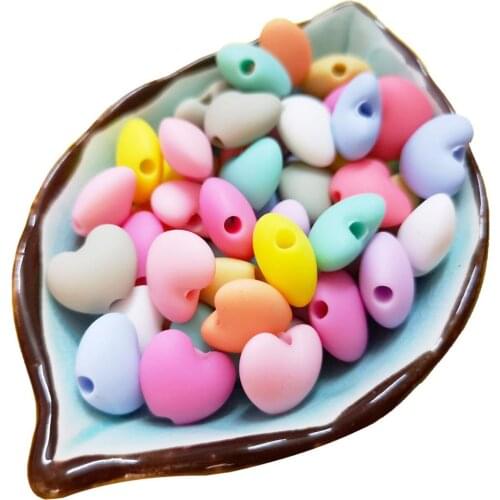 10pcs Heart Silicone Beads 12mm Baby Teether Bead For Teething Necklace Bracelet For DIY Pacifier Clips BPA Free Chewing Toys
