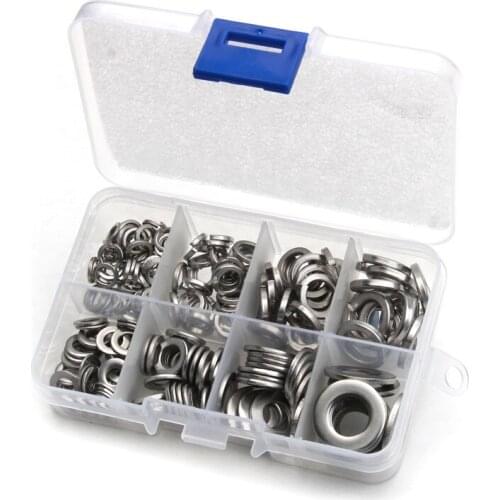 200PCS M5 M6 M8 M10 Stainless Steel Flat Washers Spring Plain Washers Insulation Screw Gaskets Metal Gaskets High Quality