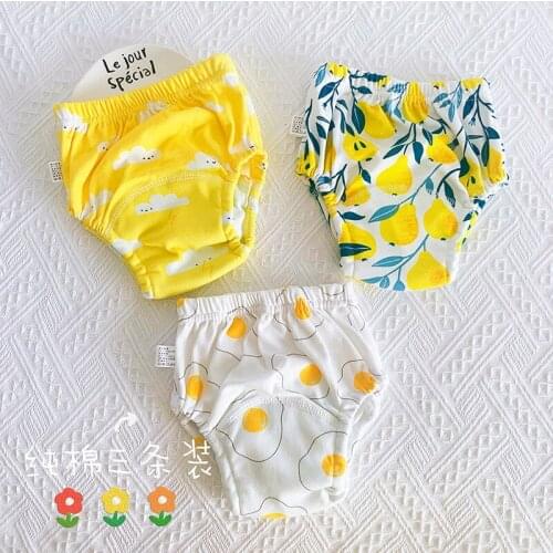 3PCS Baby Waterproof Diaper Cotton Breathable Training Diaper Reusable Baby Training Pants 7-36 Months Baby Diaper Nappies