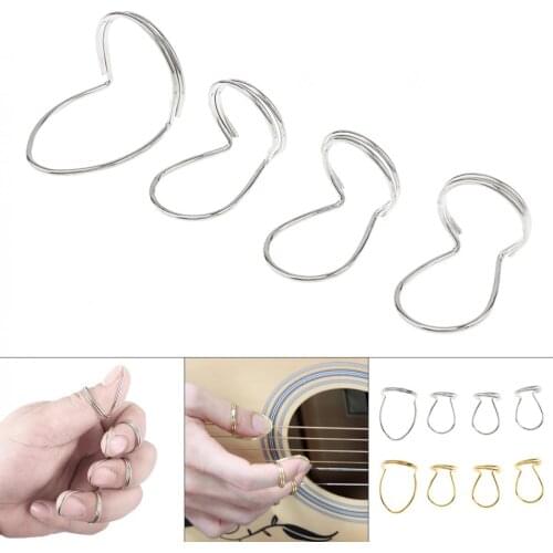 4pcs Guitar Picks Metal Finger Ring Protection Plectrum Thumb Forefinger Picks for Bass Guitar