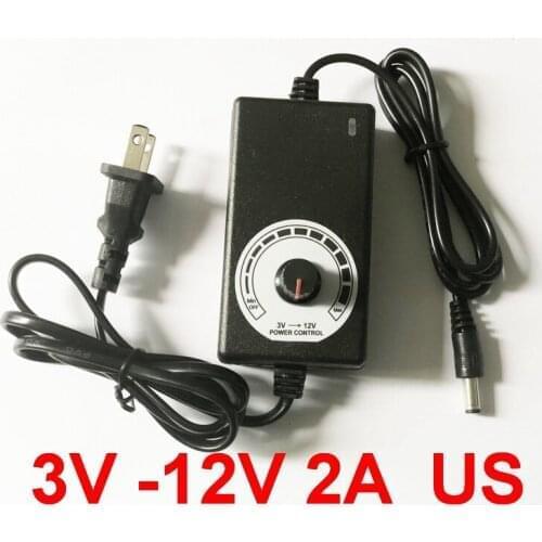 50PCS adjustable ON/OFF DC 3V-12V 2A Adapter of voltage 3V 4.5V 5V 6V 7.5V 8V 9V 10V 11V 12V 2A 24W supply adatper US 5.5mm