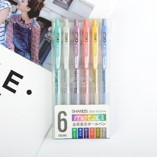 6pcs Hand Account Pen 0.5 mm Bullet Journal Tip Hand Account Pen Notes Student Writing Signing Pen Office School Stationery