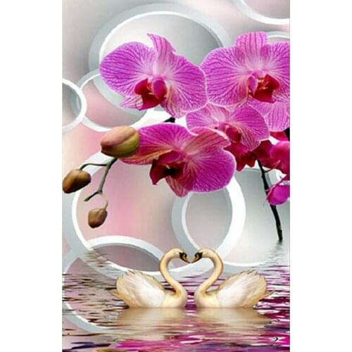 Diamond painting mosaic Swan orchid flower Rhinestone painting full square diy 3d pictures 5d diamond embroidery sale art