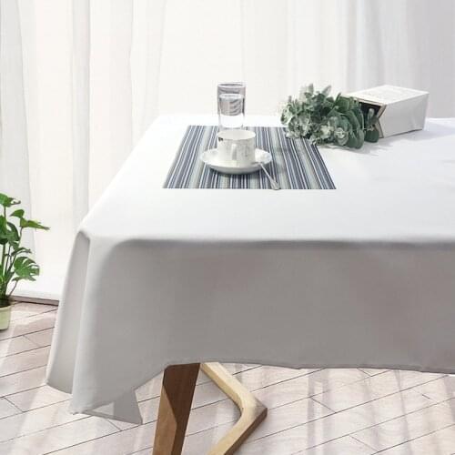 YRYIE Polyester Fabric White Rectangular Table wedding decorationPlain Table Cover For Weddings Event Hotel Banquet Tablecloth