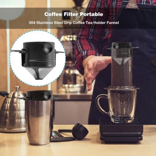 Superfine Pour Over Coffee Dripper Coffee Filter Cup Stainless Steel Foldable Leakage Double Layer Microporous Mesh Filter Cup