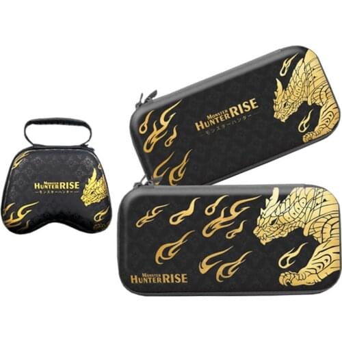 Nintendo Switch con Monster Hunter Rise, bolsa de transporte y funda protectora, tapa de palanca de mando y película templada, i