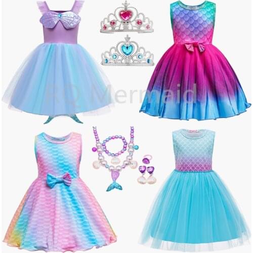 Kids Girls Mermaid Dress Little Mermaid Ariel Princess Dress Cosplay Costumes For Kids Up Sets Children Dress Costumes