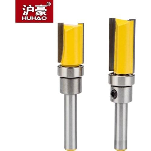 HUHAO 1pc 1/2" Shank Woodworking Router Bits Burrs Cutter Wood Milling Cutter CNC Tool Straight Trimming With Bearing