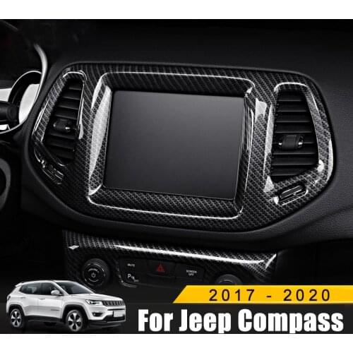 For Jeep Compass 2017 2018 2019 2020 Front Navigation Box Frame Cover Interior Screen Decorate Trims Car-Styling Accessories