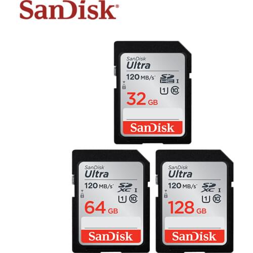 SanDisk Ultra SD Card C10 Max 100MB/s Flash Card 16GB 32GB 64GB 128GB SDXC SDHC Class 10 Memory Card For Camera