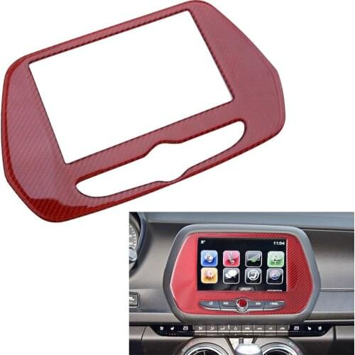 Red Carbon Fiber Radio Screen Navigation Trim Decoration Panel Cover fit for Chevrolet Camaro 2016 2017 2018 2019 2020