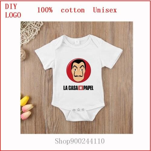 LA CASA DE PAPEL printed Newborn Baby Rompers Summer Short Sleeve Bodysuits Baby Boy Girl Onesie Clothes Costumes Pajamas