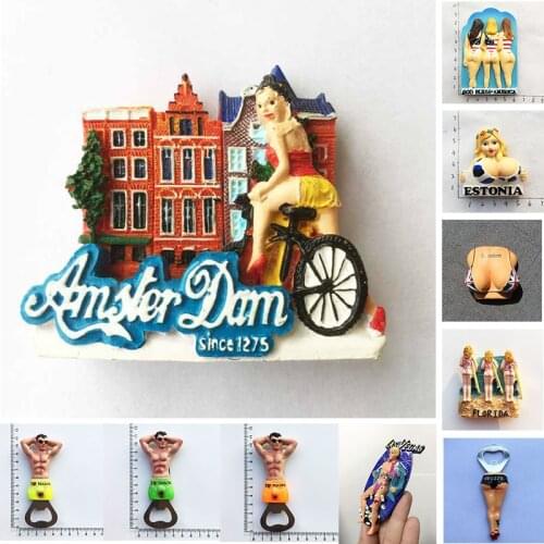 Amsterdam Fridge Magnets Bottle Opener Tourist Souvenirs USA Florida Vietnam Maldives Las Vegas Magnetic Sticker Home Decoration