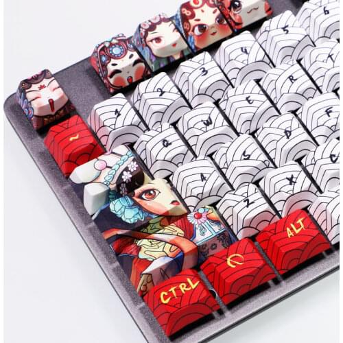 108-key Beijing Peking Opera Keycap Sublimation PBT Personality DIY Customized Mechanical Keyboard Keycap Cherry Profile Height
