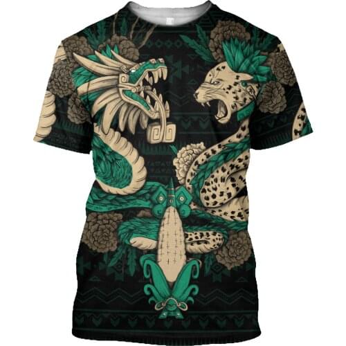 Mexico Aztec Quetzalcoatl Tezcatlipoca 3D Summer Tshirt Men/Women Ropa Casual Streetwear O-neck Tee Shirt Homme Oversized Tops