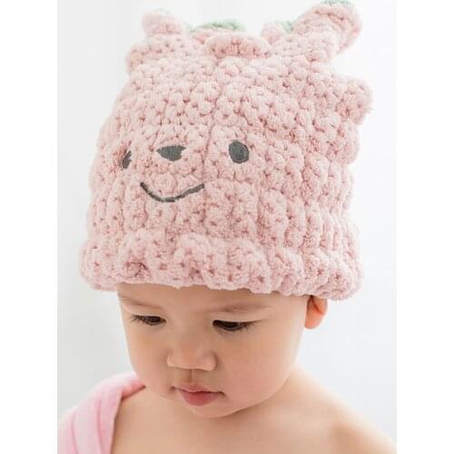 Cute Hair Dry Hat Towel Quick Dry Shower Cap Strong Absorbing Drying Soft Cartoon Children