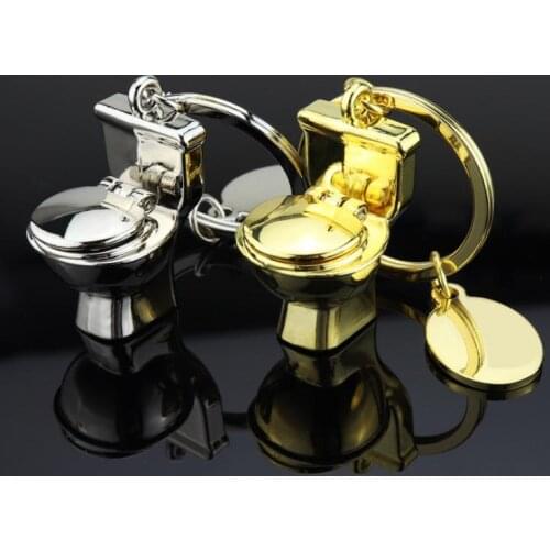 100pcs New Design Fashion Creative Mini Toilet Metal Solid Key Chain Pendant Activity Gift Valentines Day Gift for Adults SN