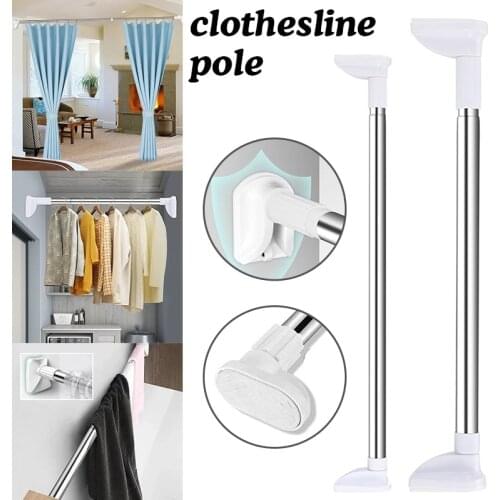 Stainless Steel Multi Purpose Telescopic Clothing Rod Punch-free Adjustable Shower Curtain Rods And Bathroom Accessories