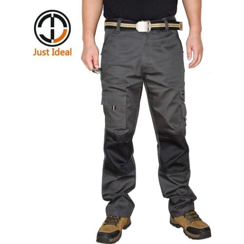 Mens Gents Work Trousers Grey Cargo Pants Casual Pant Multi Pocket Military Overall Long Trousers Plus Size 38 40 42 ID661