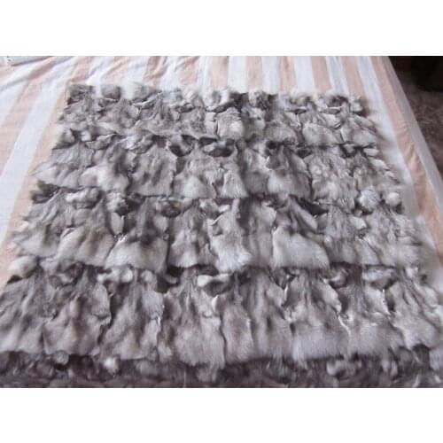 New arrival natural blue fox fur plates blankets DIY fur raw material fox head plaid carpet