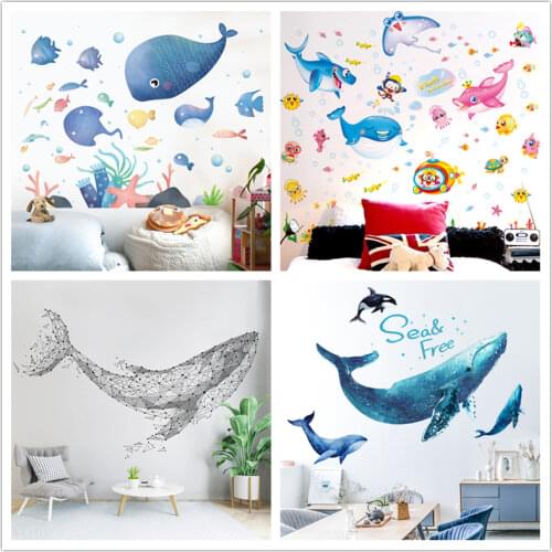Cartoon Fish Wall Stickers DIY Ocean Animal Wall Decals for Kids Rooms Baby Bedroom Nursery Home Decoration