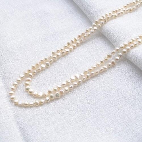 Natural freshwater pearl 6-7MM white black Shaped baroque pearl sweater necklace women fashion long versatile simple