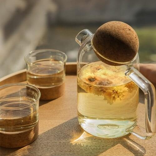 Glass Teapot Large Capacity Cold Water Kettle With Lid Water Bottle Cup Set Home Pitcher Kitchen Glass Fruit Juice Jug Drinkware