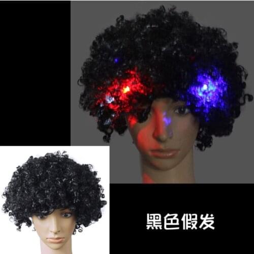 Luminous Headgear Hat Explosive Head Wig LED Flash Headdress Clown Wig Fans Supplies Adult Party performance Black