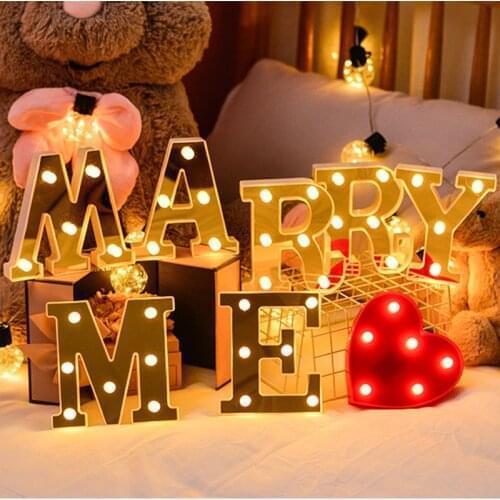 16CM DIY Luminous Lights LED Letter Night Light Creative Letters Alphabet Number Battery Lamp Romantic Wedding Party Decoration