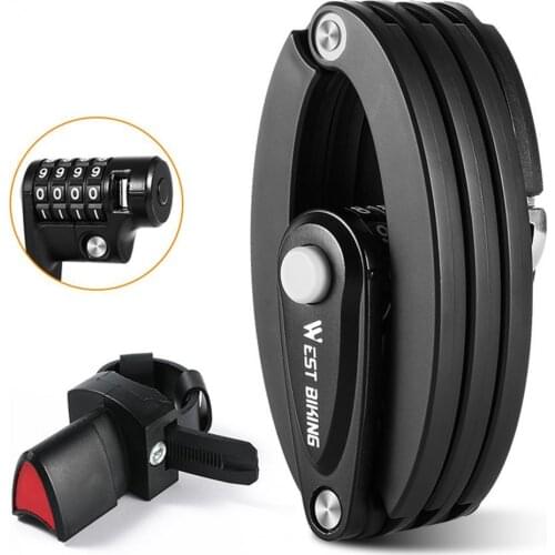 Bike Lock Foldable Password Rust-Proof Anti Theft MTB Road Bicycle Electric Lock Sturdy For Outdoor Convenient Universal