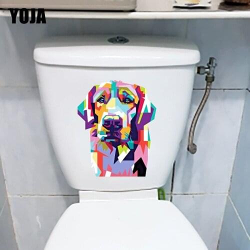 YOJA 18.6*23CM Color Block Stitching Cartoon Dog Home Wall Decor Fashion Toilet Sticker T1-1168