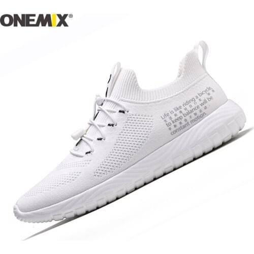 ONEMIX 2020 Adult Women Tennis Shoes Ultralight Breathable Sneakers Elastic Band Outdoor Walking Trainers Ladies Flats Big Size