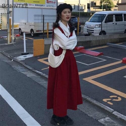 Sleeveless Dress Women Harajuku Dresses Vestidos Bow Spring Solid Corduroy Daily Ulzzang Charm Lovely Ins Elegant Retro College