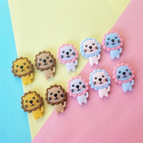 10pcs Cartoon mini silicone lion beads BPA Free Food Grade Baby Teething DIY Pacifier Chain rodent Pentagram bead