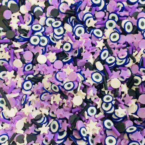 100g Halloween Purple Eyes Mixed Polymer Clay Shape Sprinkles for DIY Craft Slime Filling Nails Art Decoration Accessories