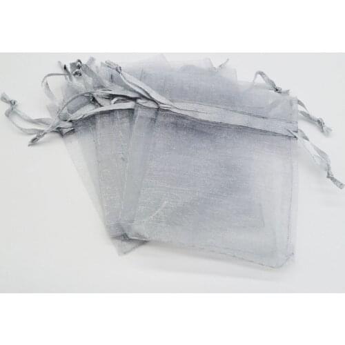100pcs Organza Bags Gray Small Organza Gift Bags For Jewelry Packaging Display Christmas Wedding Jewelry Storage Drawstring Bag