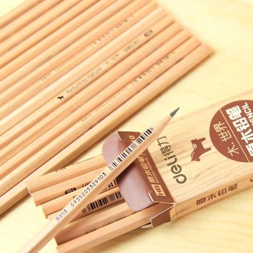12pcs / box Deli S910, wood world hexagonal high-end graphite non-toxic HB pencil, writing pen, student office stationery