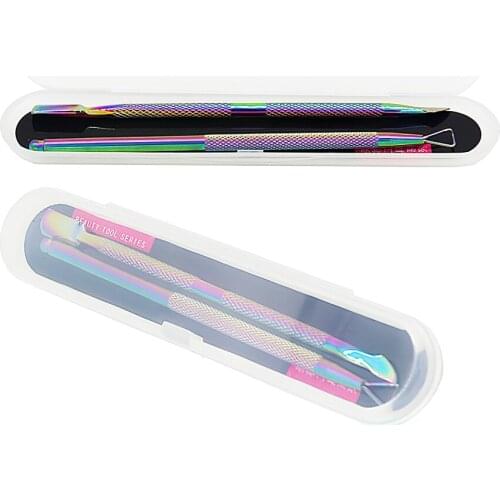 2Pcs Dead Skin Pusher Double Head Stainless Steel Cuticle Pusher Manicure Nail Cleaner Tool