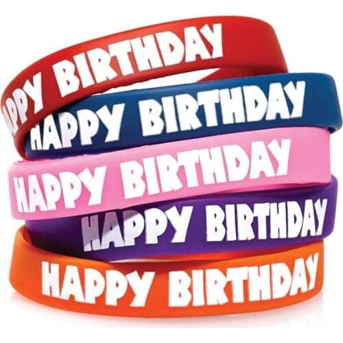 300pcs Happy Birthday Silicone Wristbands Bracelets Free Shipping by DHL