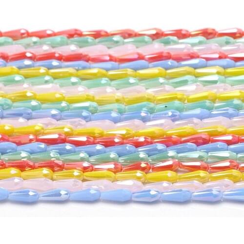 70Pcs/Lot Czech Glass Droplet 4x10mm Long Drop Faceted Loose Beads Chinese Beading Crystal Jewelry Accesories Making Wholesale
